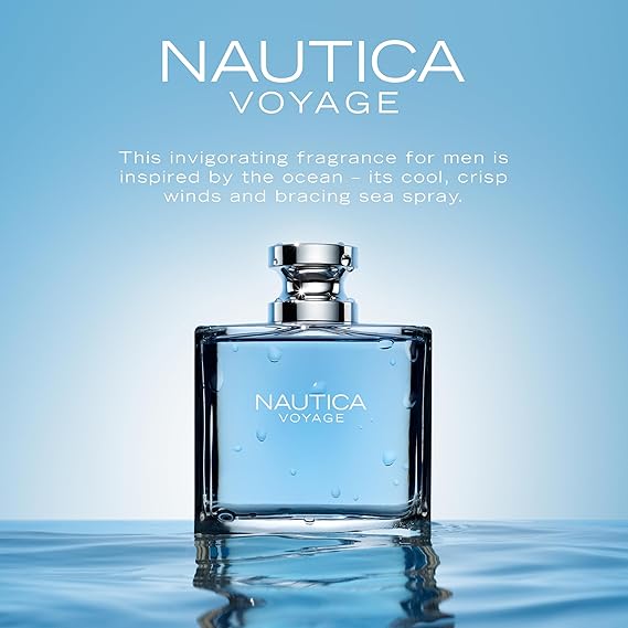 Nautica Voyage Eau de Toilette for Men 100ml / 3.3 fl.oz – Fresh, Woody & Aquatic Cologne | Long-Lasting Romantic Scent