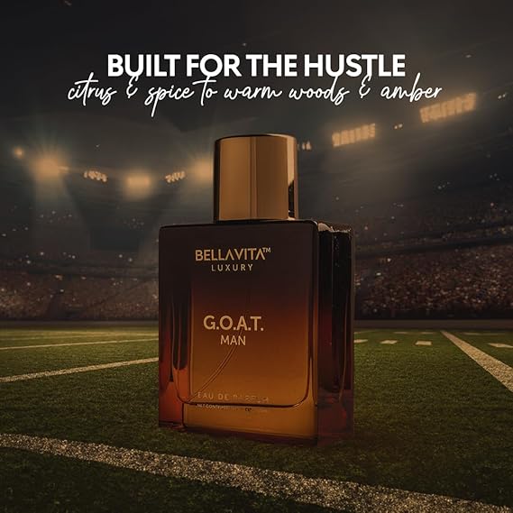 BellaVita Luxury G.O.A.T. Eau De Parfum for Men 100ml / 3.4 fl.oz – Bold, Fresh & Long-Lasting Cologne | Bergamot, Lavender, Vetiver & Patchouli Blend