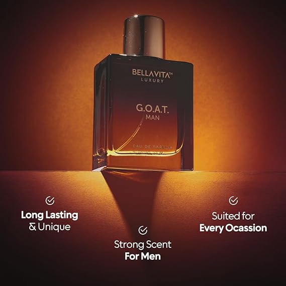 BellaVita Luxury G.O.A.T. Eau De Parfum for Men 100ml / 3.4 fl.oz – Bold, Fresh & Long-Lasting Cologne | Bergamot, Lavender, Vetiver & Patchouli Blend