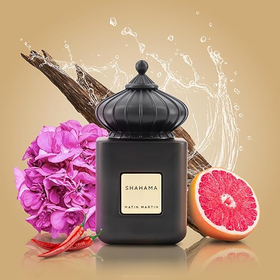 MATIN MARTIN Shahama Eau De Parfum for Men 100ml / 3.4 fl.oz – Long-Lasting Arabic Perfume | Oriental, Fruity, Spicy & Oud Fragrance with Leather Notes | Luxury Gift for Men