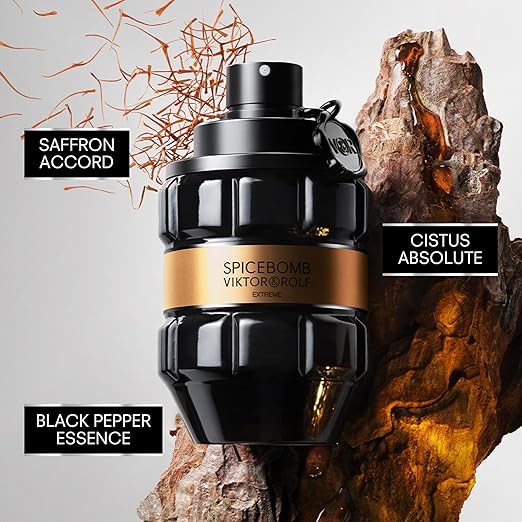 Viktor & Rolf Spicebomb Extreme Eau de Parfum for Men 90ml / 3.0 fl.oz – Intense, Woody & Spicy Cologne with Notes of Amber, Vanilla & Tobacco