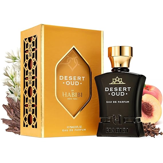 H HABIBI Desert Oud Perfume for Men – 2.5 oz (75ML) | Long Lasting Arabian Cologne | Bold Floral Woody Scent | Luxury Men’s Fragrance | Ideal Gift for Special Occasions